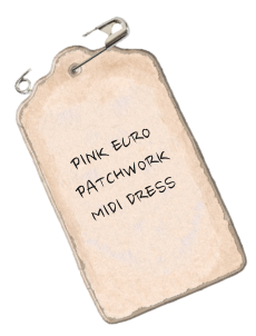 Pink euro patchwork midi dress tag