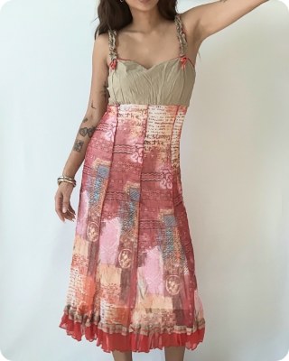 Pink euro patchwork midi dress